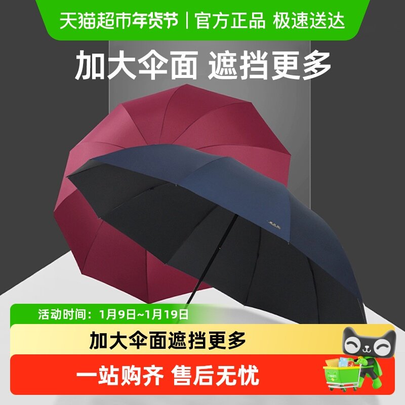 天堂伞雨伞纯色十骨大伞折叠加大加固三折商务双人晴雨两用伞男士