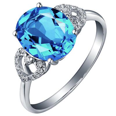 珠宝克拉18k金配证书托帕石戒指