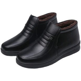 冬季皮鞋男加绒加厚保暖男士棉鞋子冬天防滑防水爸爸鞋父亲中老年