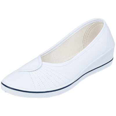 一字牌护士鞋白色布鞋黑色帆布鞋