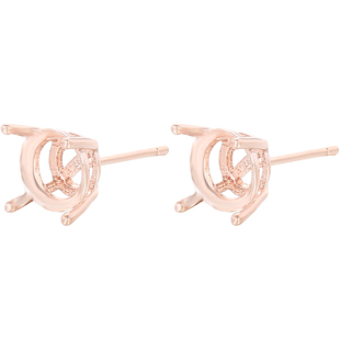 S925纯银四爪耳钉空托 电镀18k六爪耳环耳钩耳夹托镶钻锆石宝石托