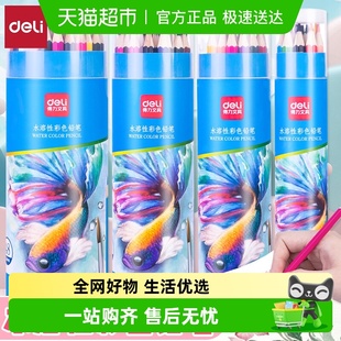 Deli 得力彩色铅笔小学生画画儿童素描绘画涂鸦彩笔画笔水溶彩铅
