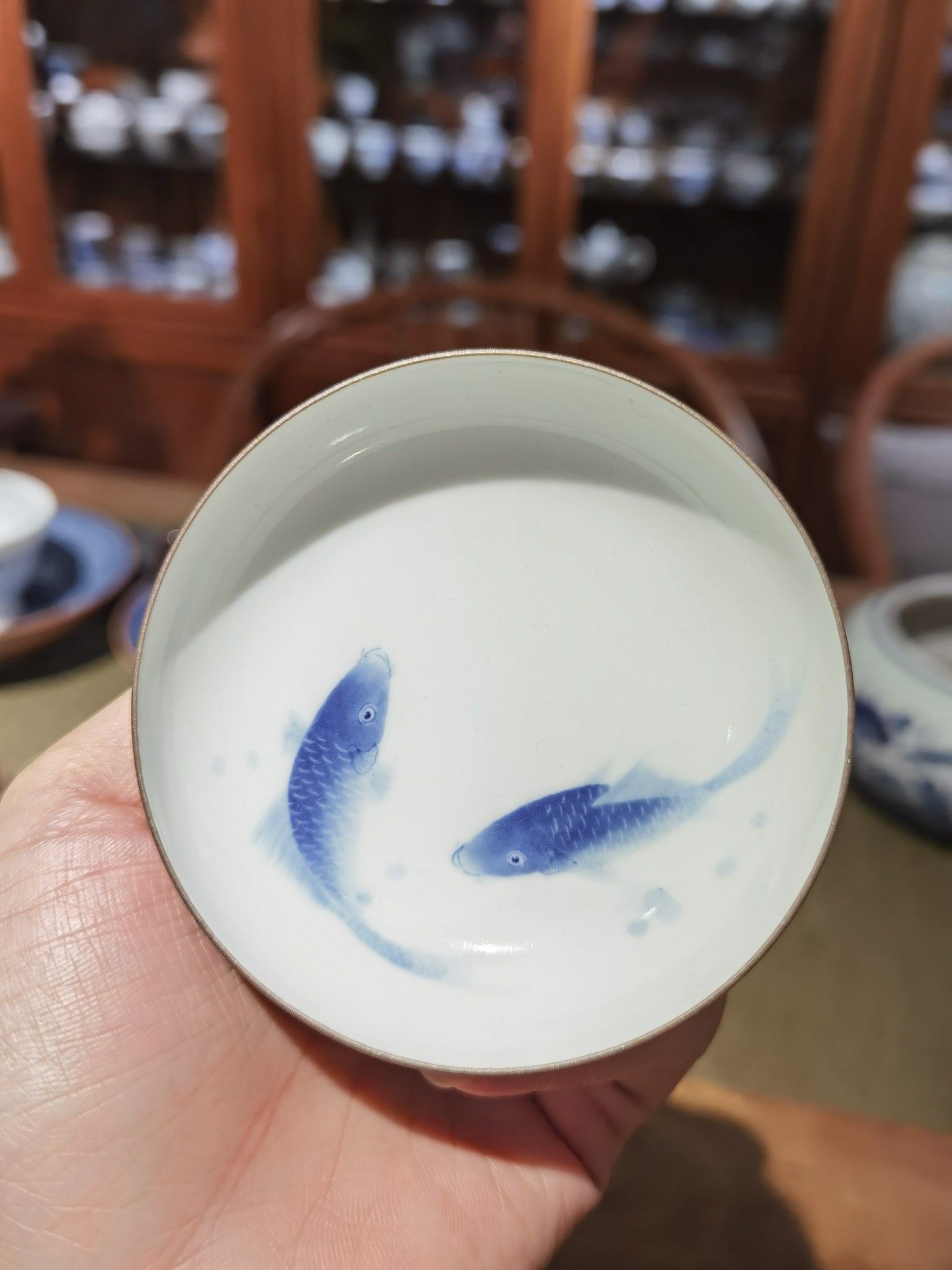 朱清  紫金釉 手绘内画双鱼杯