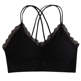 美背文胸女吊带网红爆款小胸聚拢内衣加厚胸垫白色交叉细带背心式