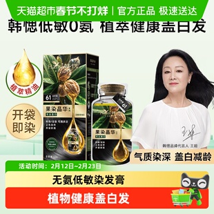 韩愢山核桃护染膏纯黑茶棕礼物植物健康盖白发王姬代言泡泡染发剂