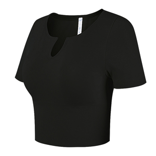 一体式露脐运动T恤防震锻炼瑜伽服女上衣跑步短款性感短袖健身衣