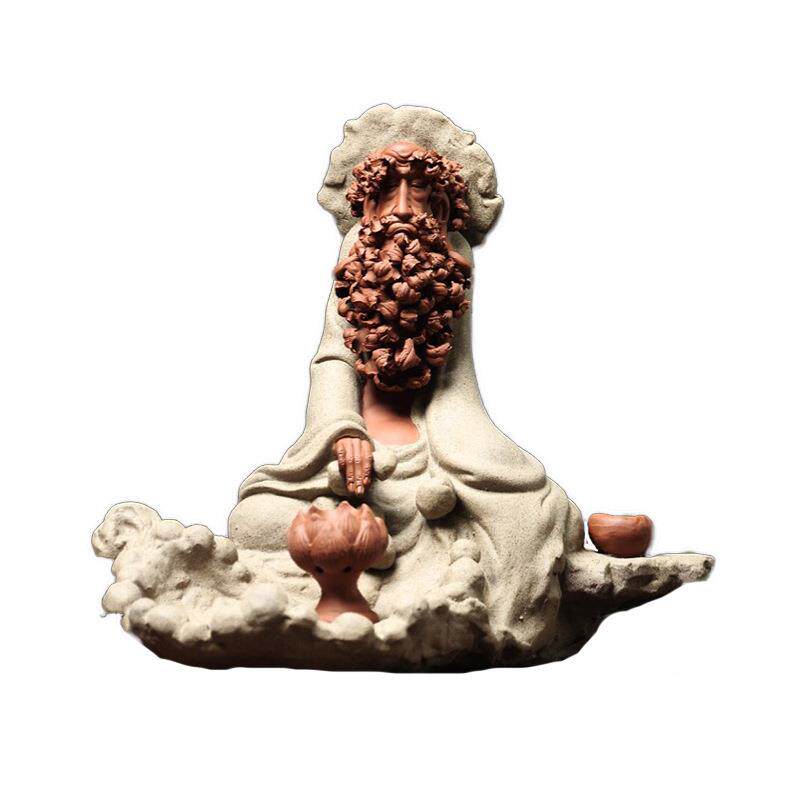 曾国清中式禅意达摩紫砂陶瓷摆件玄关人物雕塑办公室桌面佛像摆设