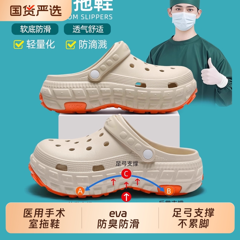 医用手术室拖鞋男款夏季外穿洞洞鞋25新款防臭防滑足弓支撑老年人