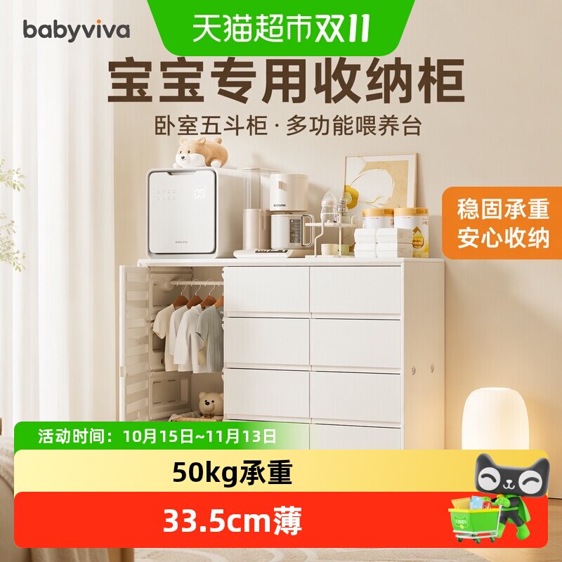 babyviva收纳柜儿童五斗柜婴儿喂养台立柜卧室靠墙置物储物床头柜