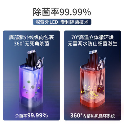 火鸡消毒刀架筷子消毒器家用杀菌收纳置物架智能刀具烘干一体机