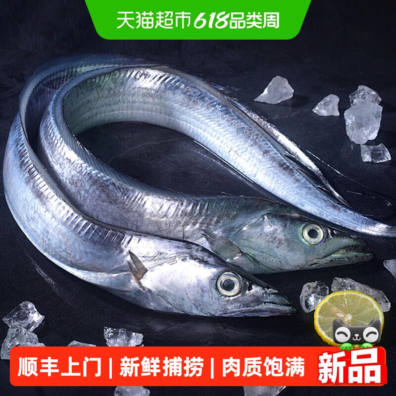顺丰上门亚洲渔港海钓带鱼新鲜冷冻小眼带鱼海鲜野生带鱼2.5KG