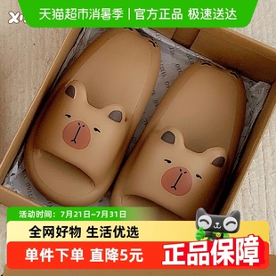 情侣居家可爱一字凉拖EVA防滑防臭呆萌卡皮巴拉男女拖鞋 细细条 夏