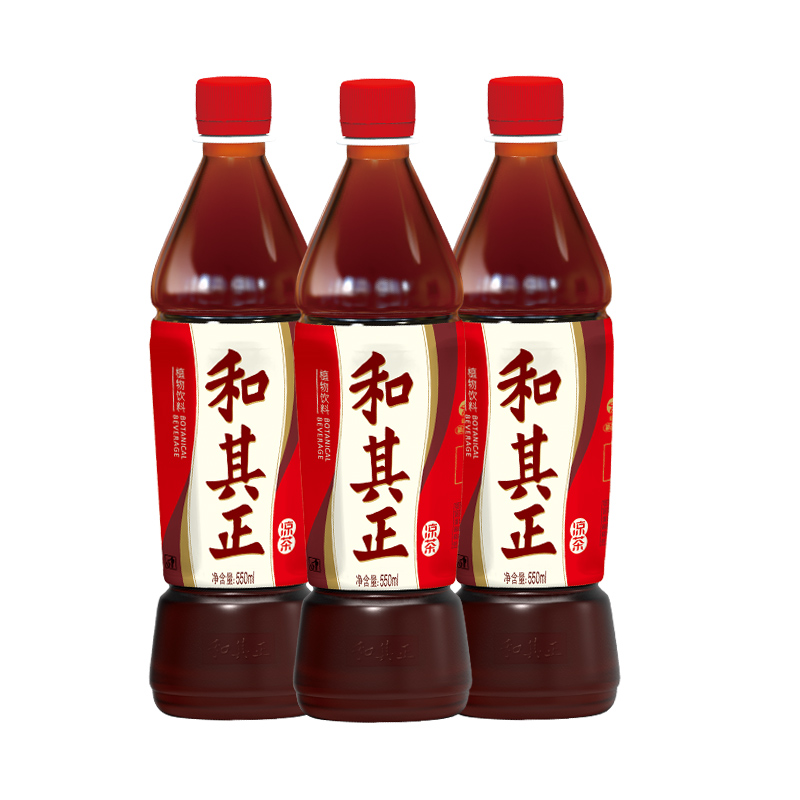 和其正凉茶草本植物饮料夏季550ml*3/组达利 瓶装更尽兴清凉凉茶