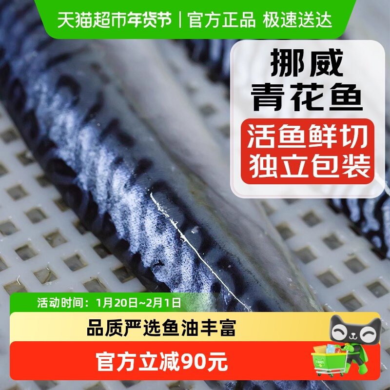 海仙部落挪威青花鱼新鲜冷冻鲭鱼盐渍烤青占鱼,水产肉类/新鲜蔬果/熟食,淡水鱼类,淘宝优惠券,粉丝福利购,淘宝优惠卷