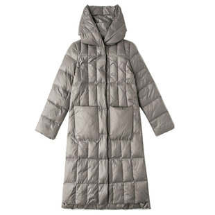 连帽轻羽绒服女中长款加厚2025冬新款 A版纯色宽松大码白鸭绒外套