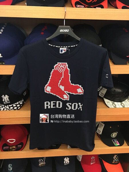 中国台湾代购直邮MLB红袜队新款男士纯棉圆领短袖T恤半袖上衣