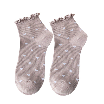 日系木耳边心形少女可爱短筒袜子