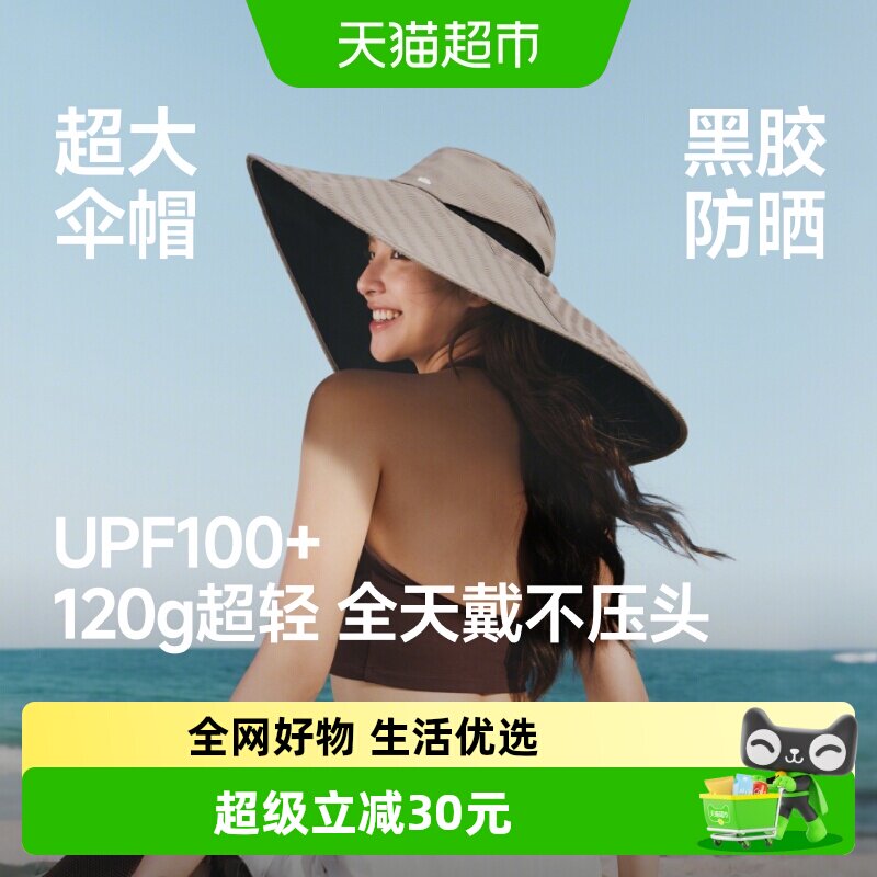 蕉下女士大檐黑胶伞式防晒帽可收纳户外黑胶遮阳帽防紫外线BM015 - 实物图