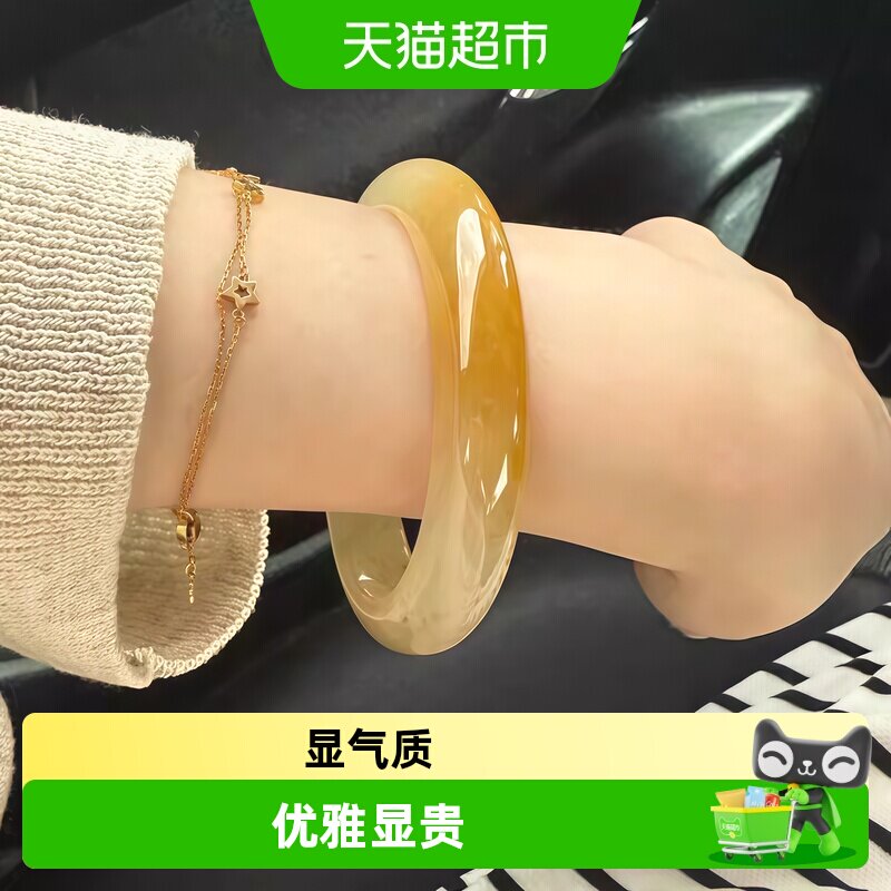 慕公子翡翠平替天然黄龙玉手镯图片