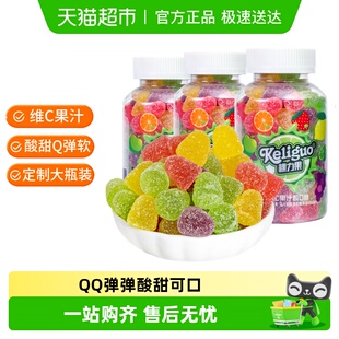 棵力果酸Q糖 维C果汁QQ软糖水果味橡皮糖儿童糖果零食 208g瓶装