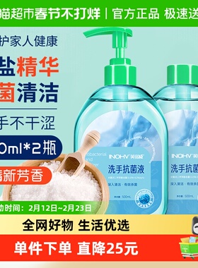 海氏海诺海盐洗手液不伤手滋润保湿清洁家用500ml*2瓶