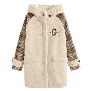 初中学生毛呢外套2025秋冬季高中生仿羊羔毛绒少女学院风加厚大衣