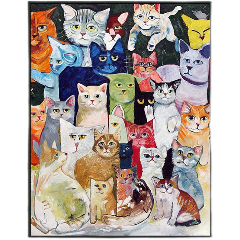猫咪diy数字油画背景墙壁