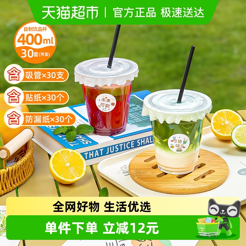 特美居一次性饮料杯400ml*30套