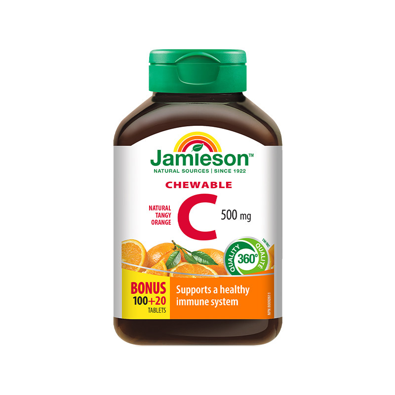Jamieson健美生维生素C咀嚼片500mg120片蜜桃无糖维C美味抵御力 - 实物图