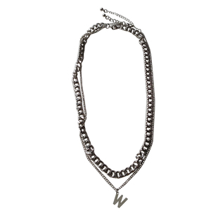 欧美潮人w字母吊坠项链女气质金属锁骨链颈链短款双层毛衣卫衣链