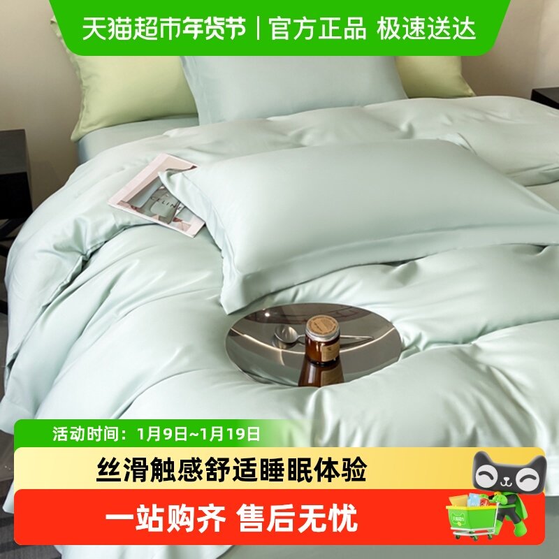 无印良品轻奢夏季天丝床上四件套冰丝被套丝滑裸睡床单款三件套男