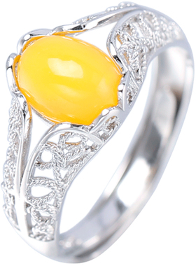 925银镶嵌玉石蜜蜡琥珀戒指托