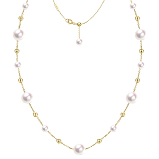 HELAS赫拉Akoya海水珍珠项链女手链满天星颈链18K金珠宝首饰礼物