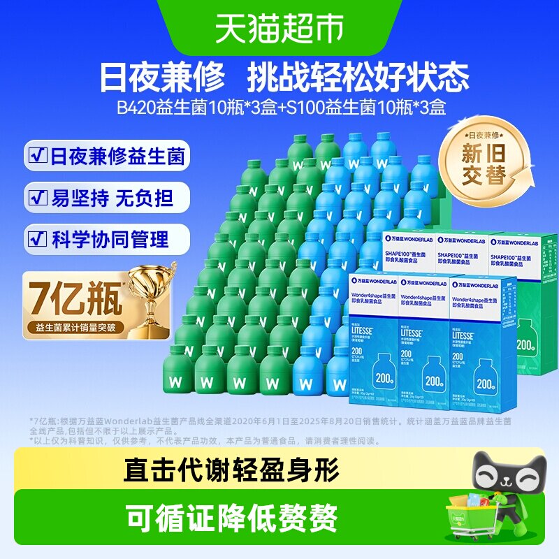 万益蓝WonderLab早晚B420+S100益生菌成人体重代谢肠胃管理益生元 - 实物图