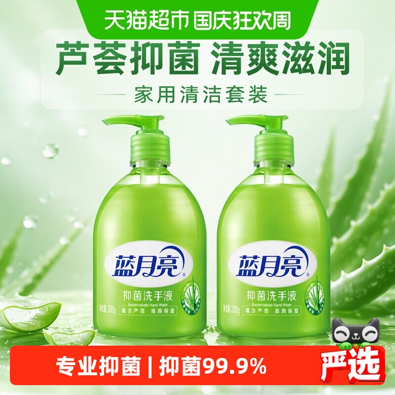 蓝月亮洗手液家用芦荟抑菌清洁300g*2瓶清爽滋润套装