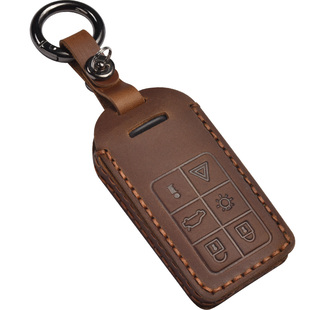 适用于VOLVO沃尔沃XC60 S60 V60 S60L复古汽车钥匙包套壳扣真皮