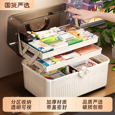 家用大容量医药箱药箱家庭装多层药物收纳盒药品收纳箱医疗箱手提