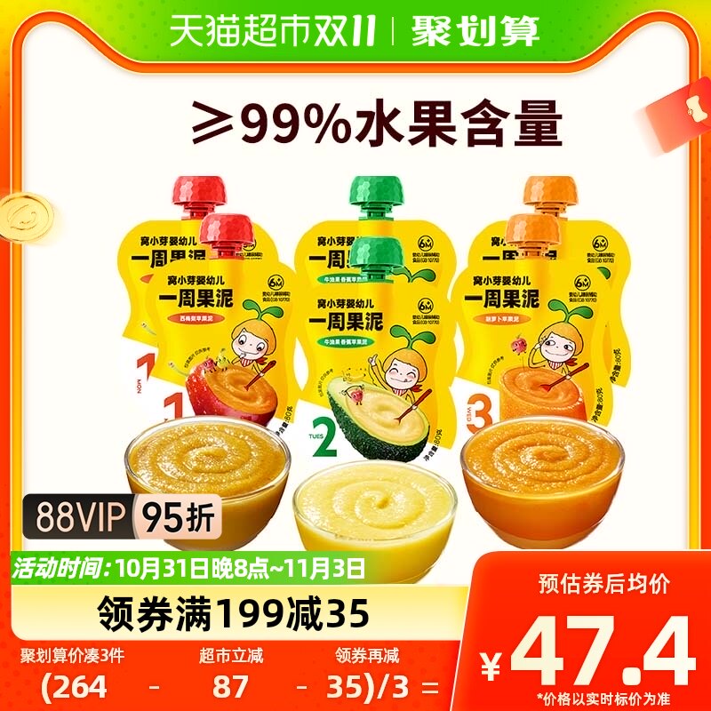 窝小芽婴幼儿水果泥宝宝辅食蔬果泥香蕉苹果西梅胡萝卜泥80gx6袋属于什么档次？