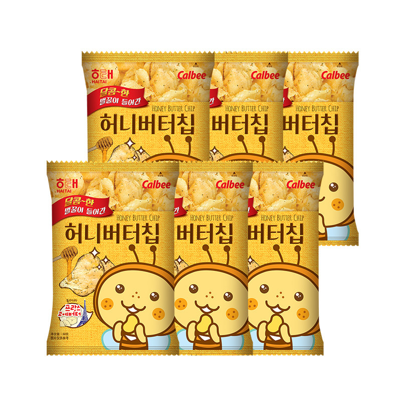 韩国进口海太蜂蜜黄油薯片60g*6袋土豆片休闲膨化小零食品临期
