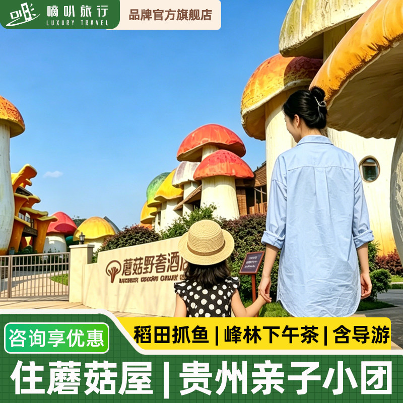 1-6人不费妈亲子小团丨贵州含导游5天4晚蘑菇屋午茶抓鱼桥梁搭建