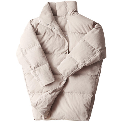 韩版茧型羽绒服女装中长款