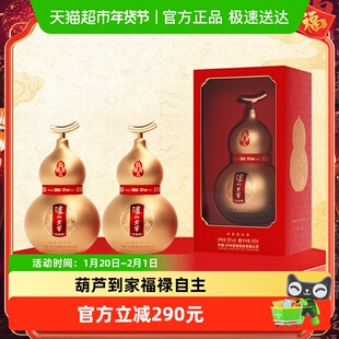 泸州老窖葫芦定制酒福禄自在金52度500ml*2瓶礼盒浓香型白酒送礼