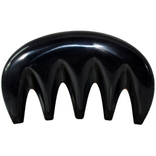 聚福缘天然黑水牛角梳子 五齿经络梳子 大号加厚头部按摩保健齿宽