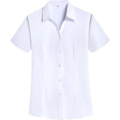 竖纹提花短袖修身显瘦白衬衫