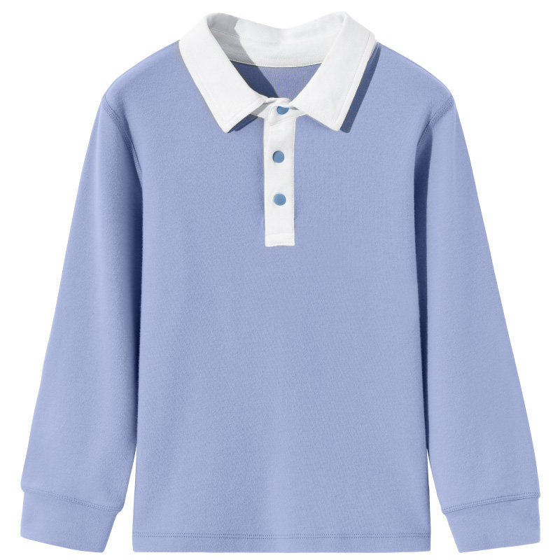 euv儿童白色长袖校服POLO打底衫