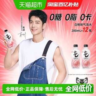 元 12瓶饮料汽水 气森林白桃味0糖0脂0卡气泡水280ml