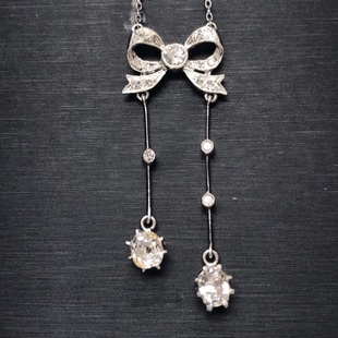 古董珠宝维多利亚时期钻石蝴蝶结项链 气质 纯真唯美 设计精致