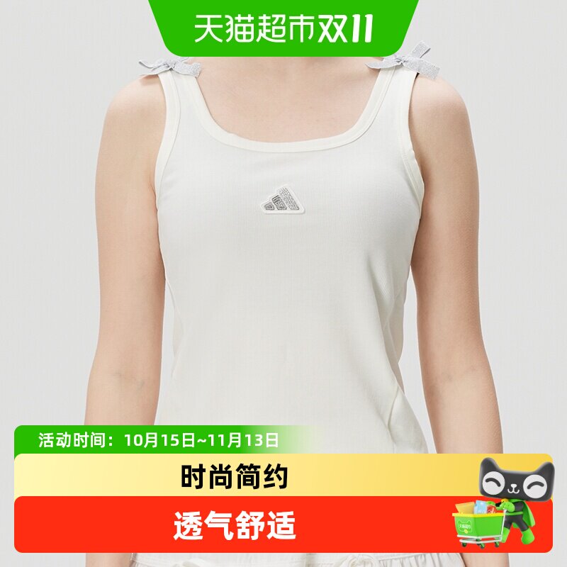 Adidas阿迪达斯女子针织背心透气舒适休闲上衣户外时尚运动T恤