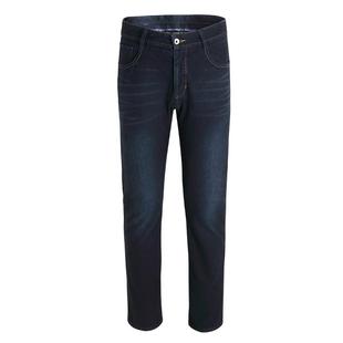 捷纯冬季加绒加厚蚕丝裤中腰合体牛仔裤直筒裤莱卡八面弹力男棉裤