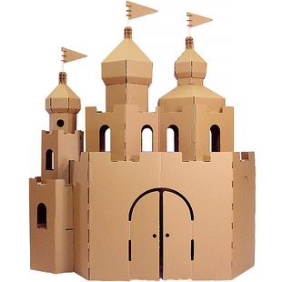 大号儿童环保纸板城堡玩具室内游戏屋纸箱房子手工小号纸壳玩具屋